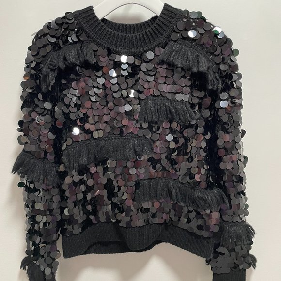 DVF | Diane's Edit | Alix Sequin Pullover in Black Size Med - Picture 5 of 11